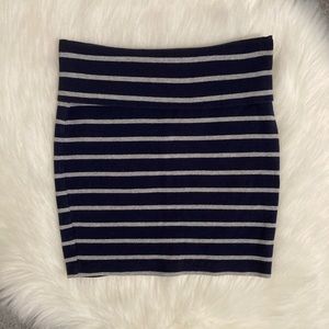 Navy and Gray Striped Bodycon Skirt